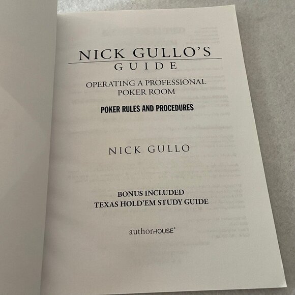 Nick Gullo’s Guide Operating a Professional Poker Room Paperback Book - Picture 7 of 11